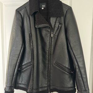 Kut from the Kloth Textured Black Faux Leather Jacket